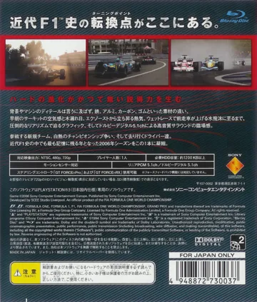 Formula One Championship Edition (USA) (v1.10) (Disc) (Update) box cover back